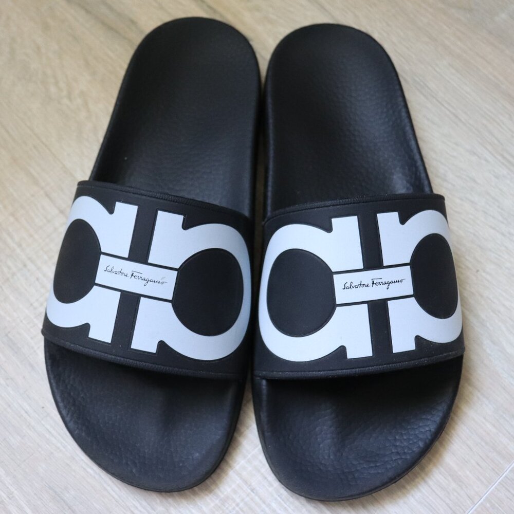 Women's Black Ferragamo Groovy Slip-Ons (Size 10M)